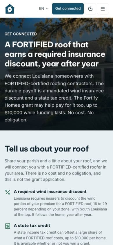 The homeowner inquiry form on a phone.